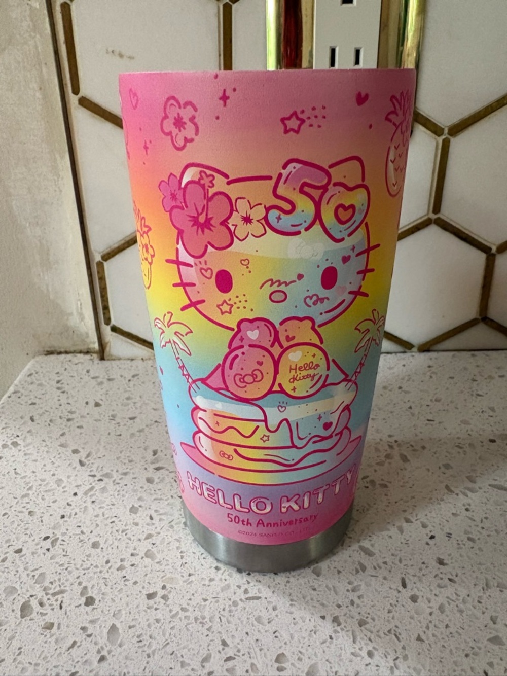 Sanrio Hello Kitty 50th Anniversary Rainbow Tumbler - Pink/Yellow/Blue